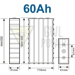 3,2V 60Ah  LiFeYPO4 Akkukenno